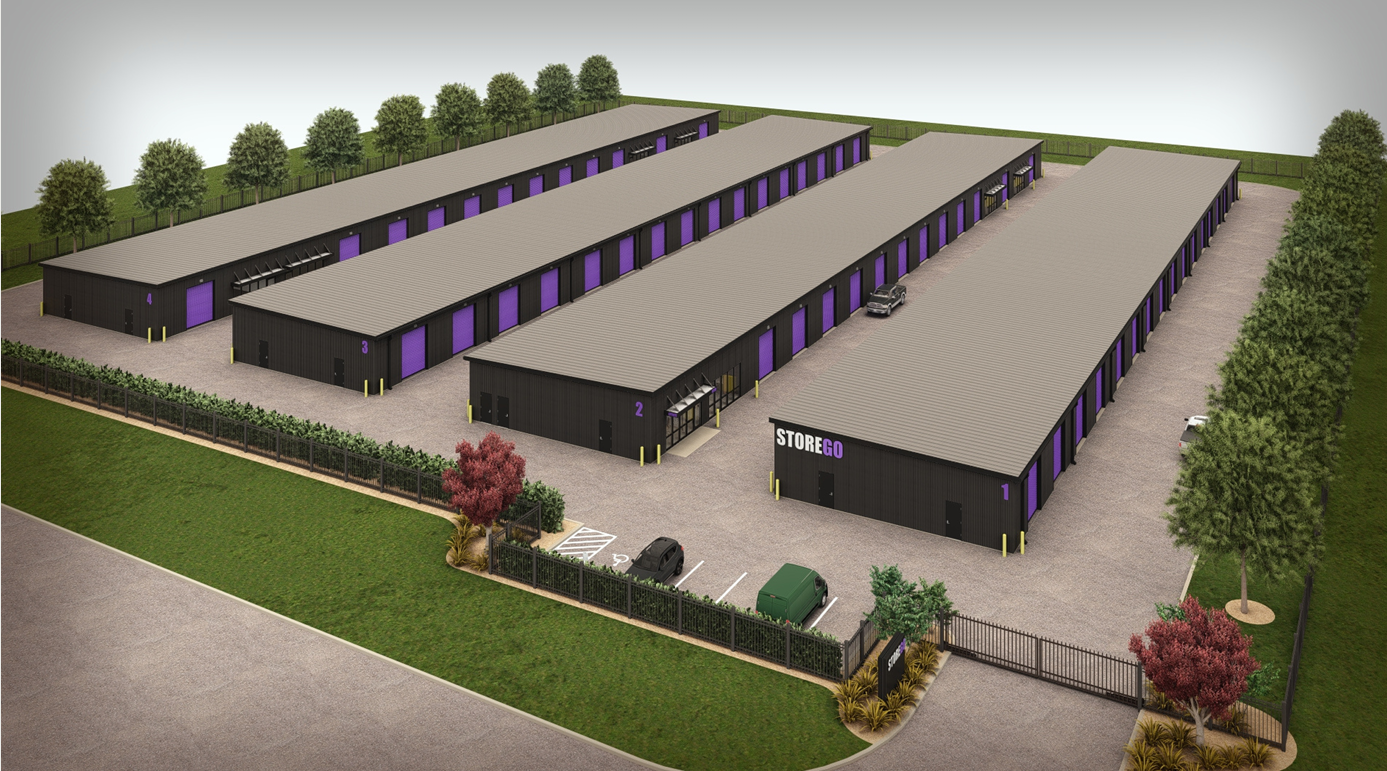 Aerial rendering of a StoreGo Small Business Park